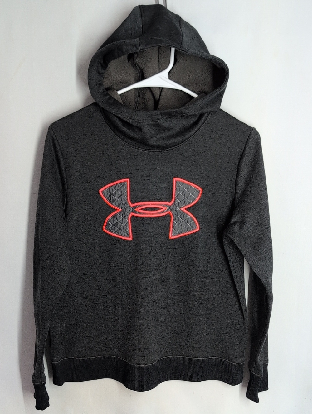 Under Armour Charcoal/Black Hoodie with Orange-Outlined Logo